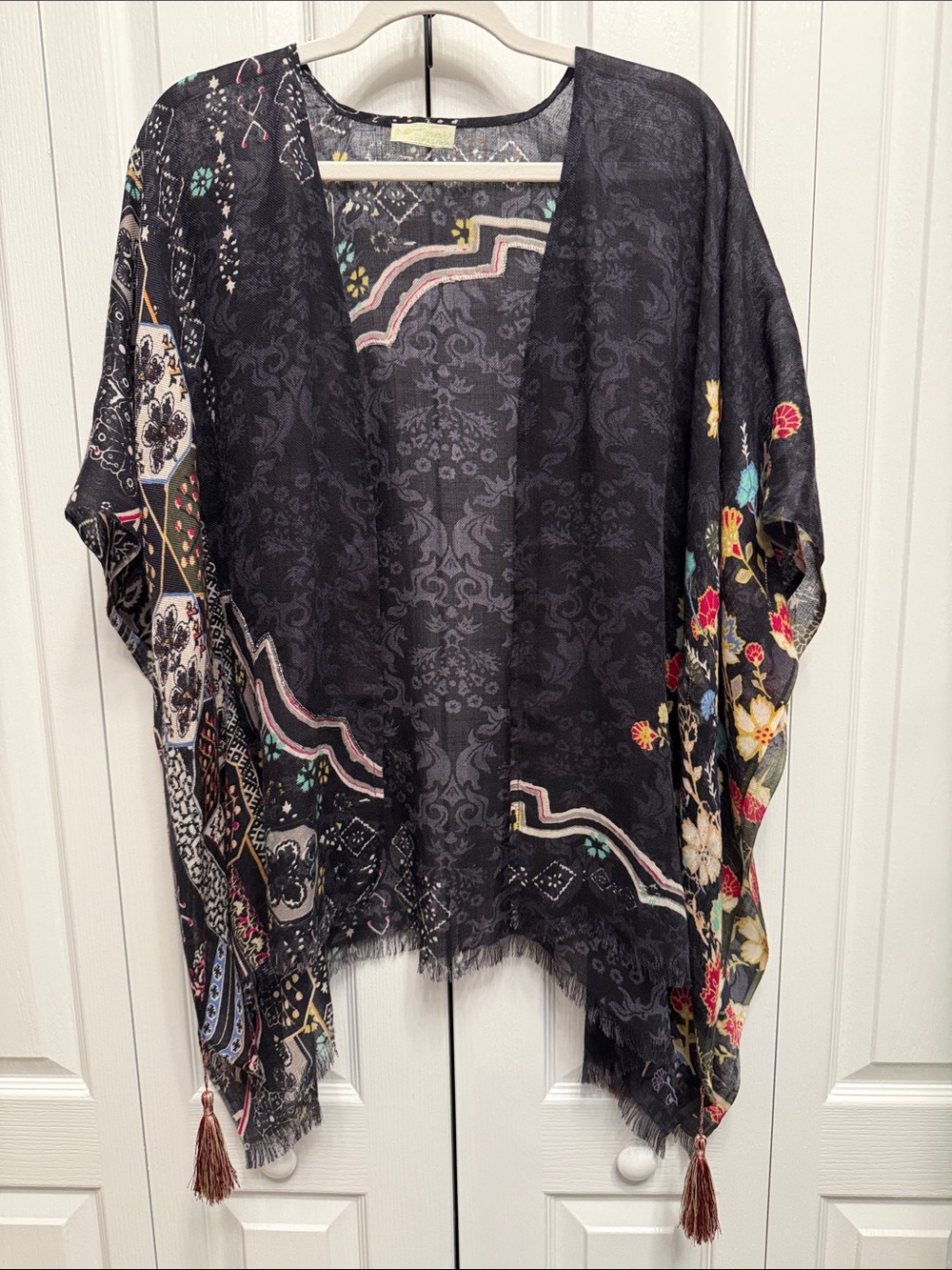 Petanu by Pashma Anthropologie Wool Silk Beaded Ruana Wrap OS (One Size)